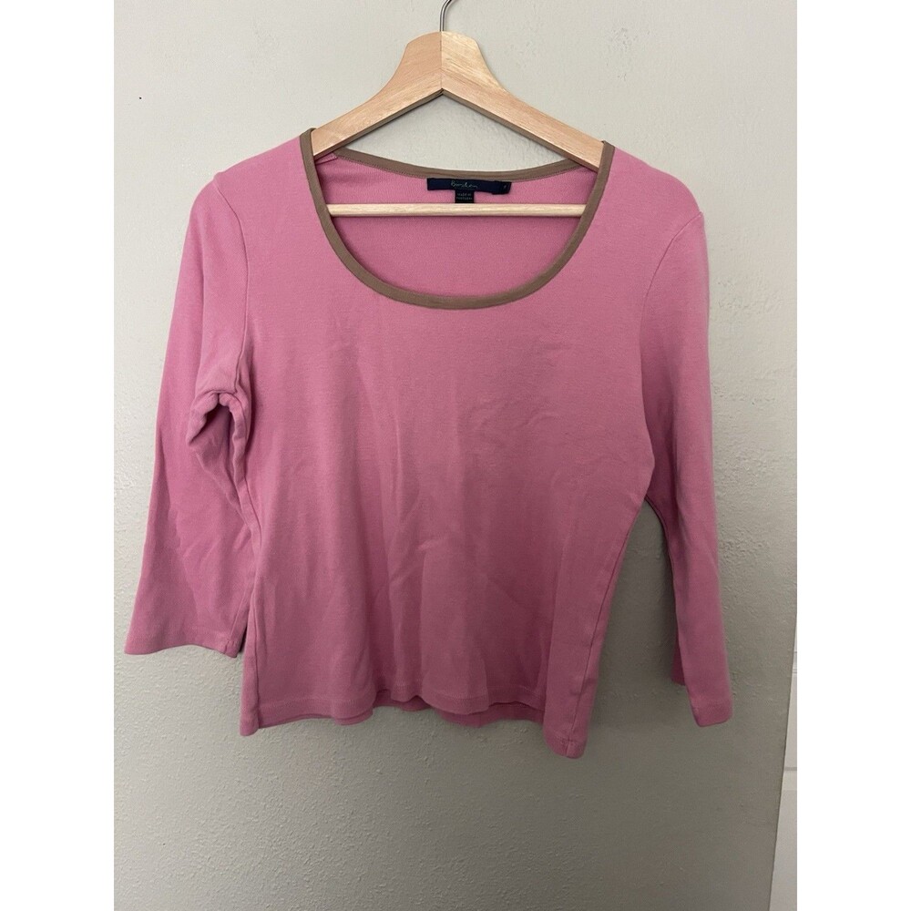 BODEN scoop neck 100% cotton knit top long sleeve UK 14 US 10 Pink